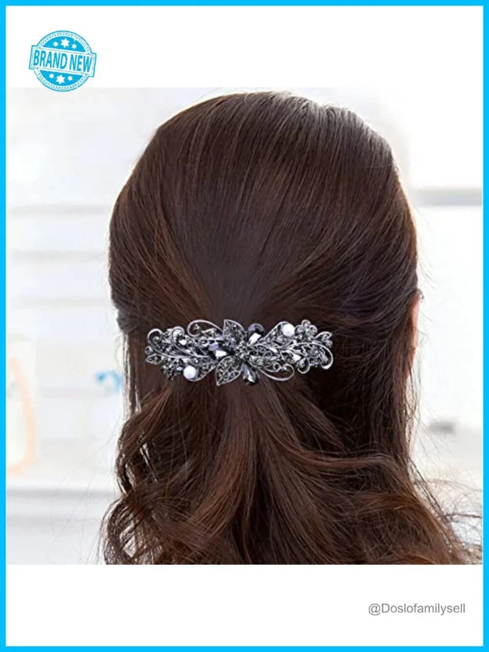 4 Flower Crystal Rhinestone Hair Barrettes Set - Spring Hair Clips for Women